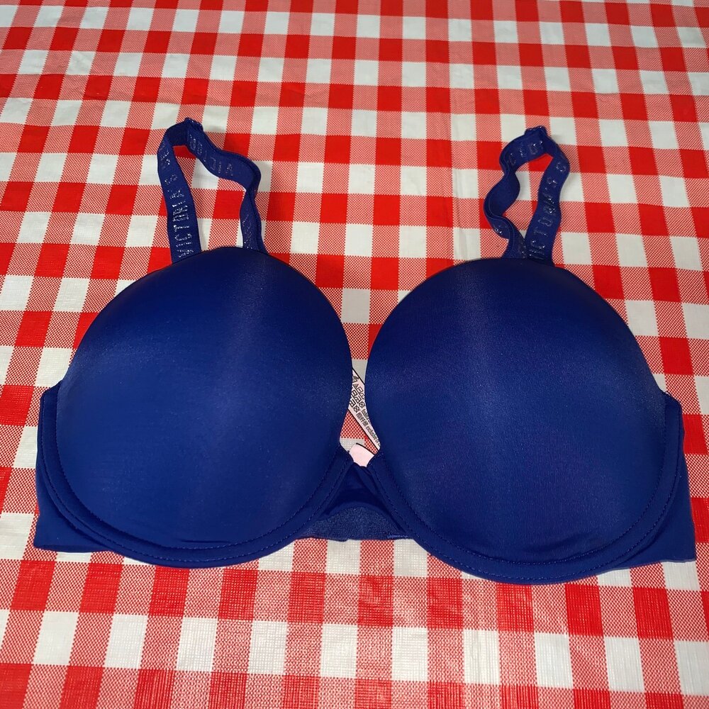 Victoria's Secret Shine Strap Bali Bombshell Add 2 Cups Push Up bra Blue Size 32
